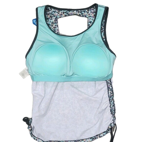 Free Country Women's Seaside Petals Full Side Shirring Tankini Top Sizes XLARGE - Picture 6 of 13